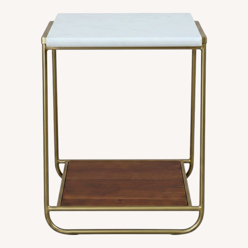 Image of West Elm Side End Table Nightstand Gold Frame