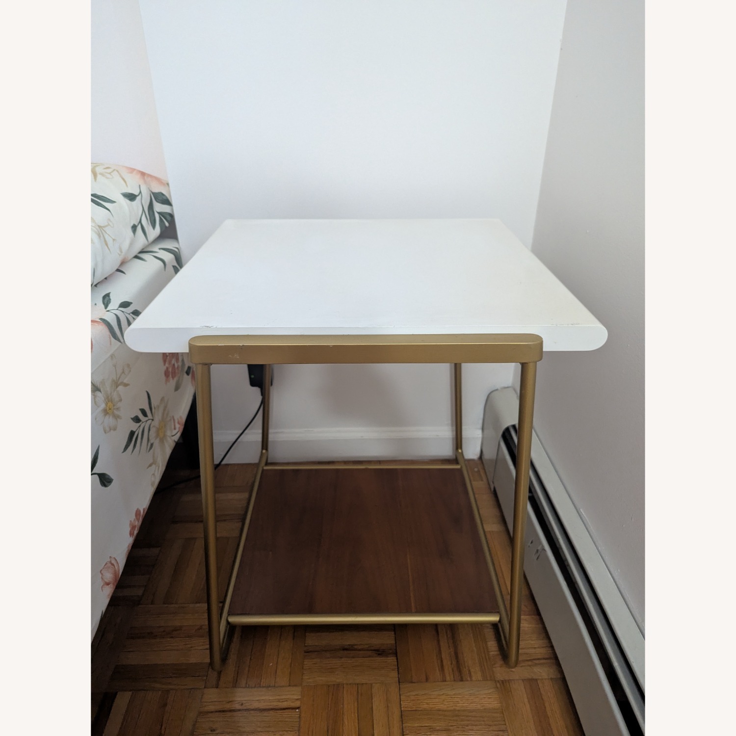 West Elm Side End Table Nightstand Gold Frame - image-2
