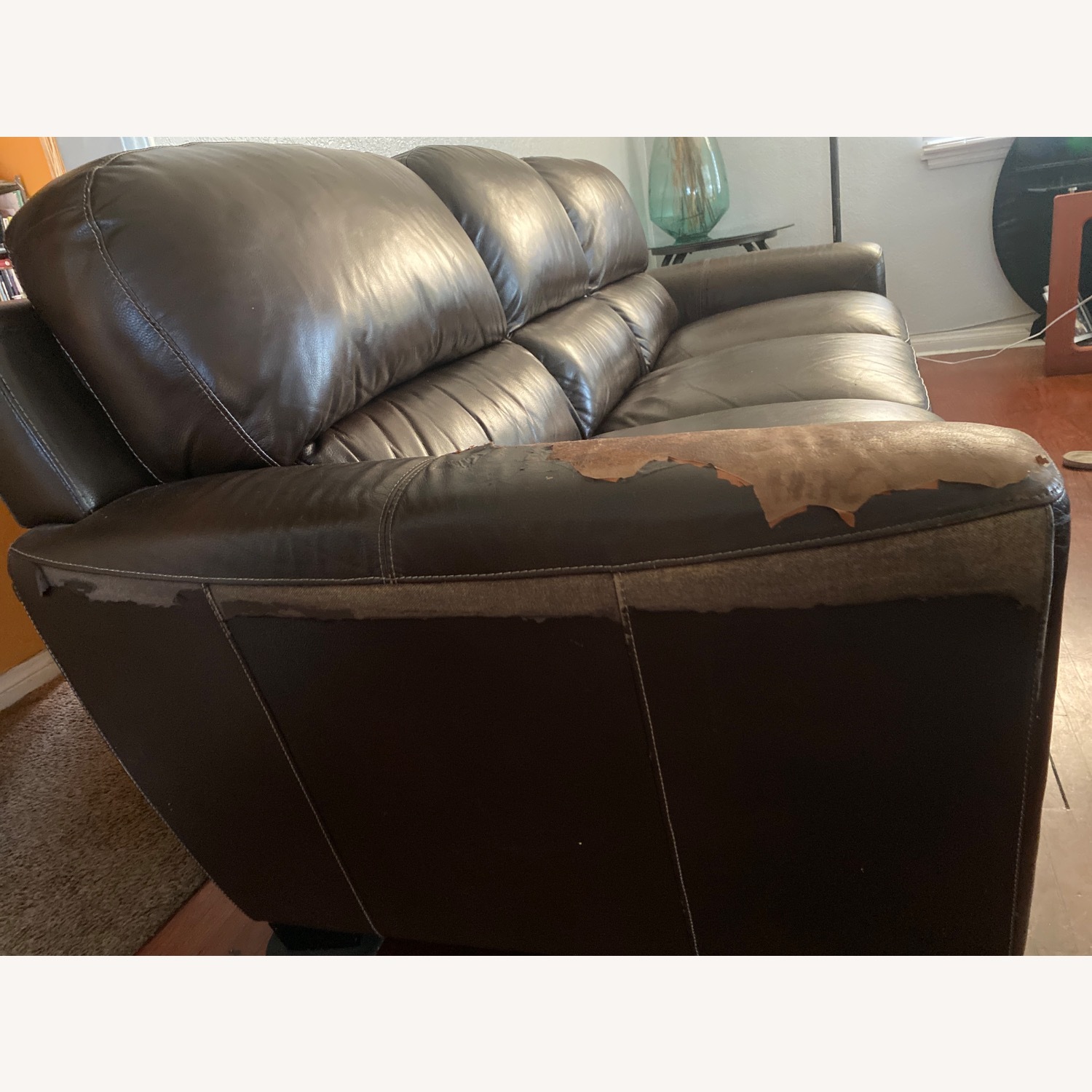 Brown Leather Sofa  - image-5