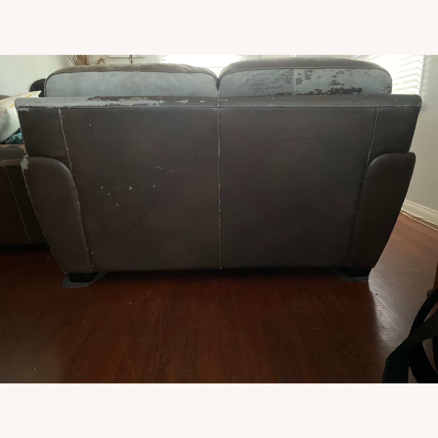 Dark Brown Leather Loveseat - image-3