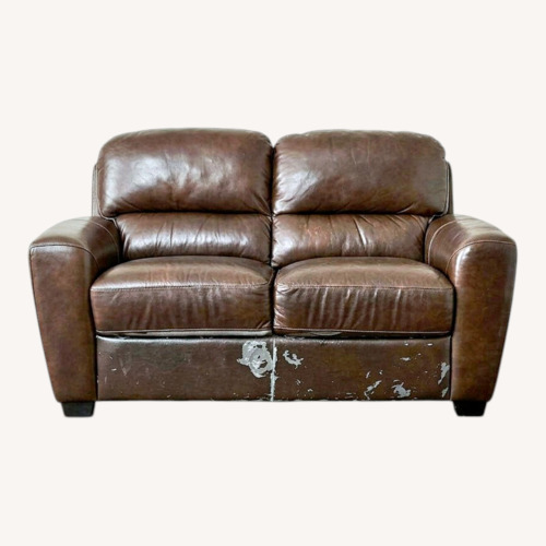 Used Dark Brown Leather Loveseat for sale on AptDeco