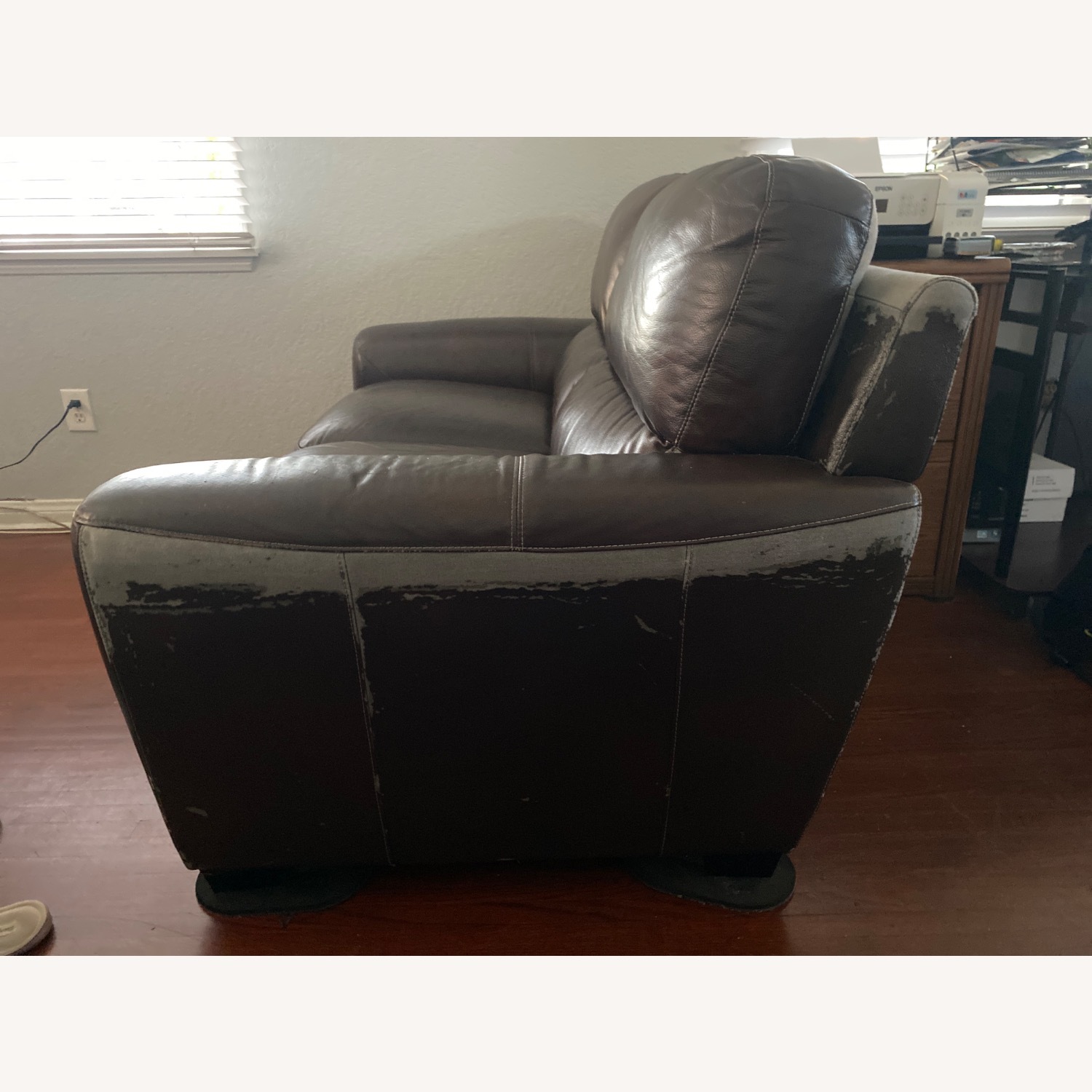 Dark Brown Leather Loveseat - image-4
