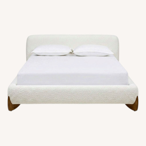 Used Jennifer Taylor White Boucle Queen Bed for sale on AptDeco