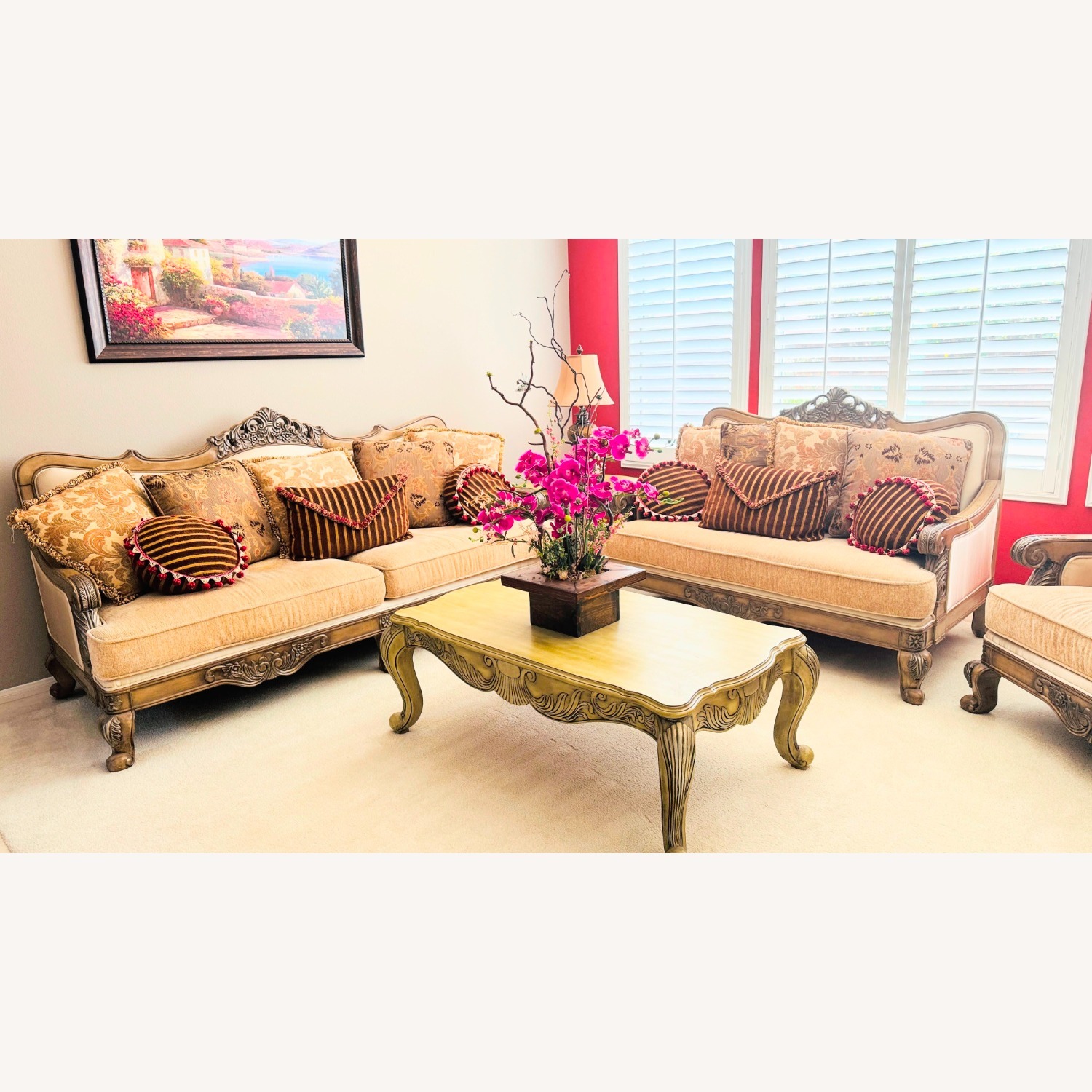 Light Brown Fabric 3+ Seater Sofa - image-1