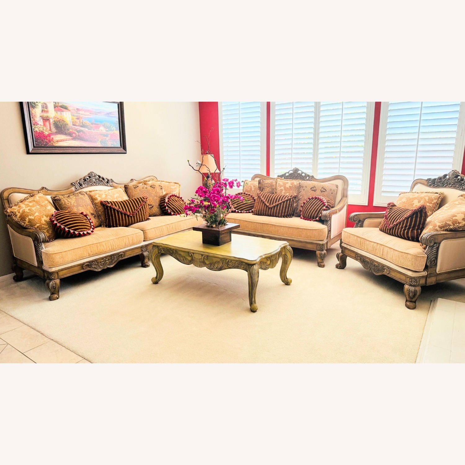 Light Brown Fabric 3+ Seater Sofa - image-3