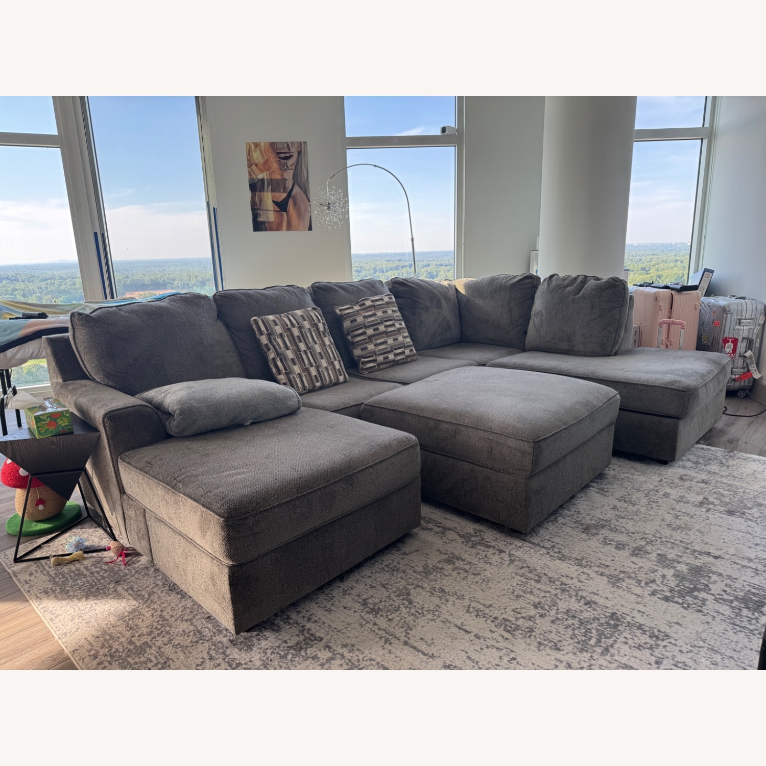 Light Gray Fabric 2 Piece Sectional - image-2