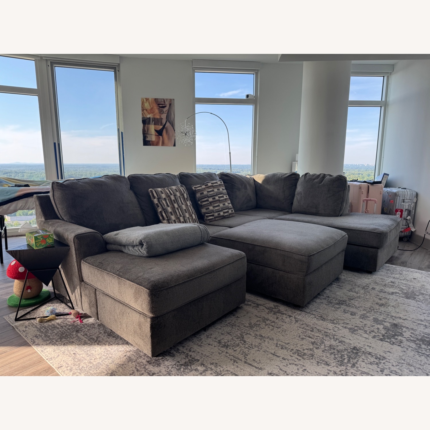 Light Gray Fabric 2 Piece Sectional - image-1