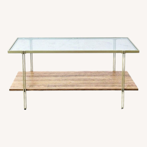 Used Glass Top Coffee Table with Shelf on Metal Frame for sale on AptDeco