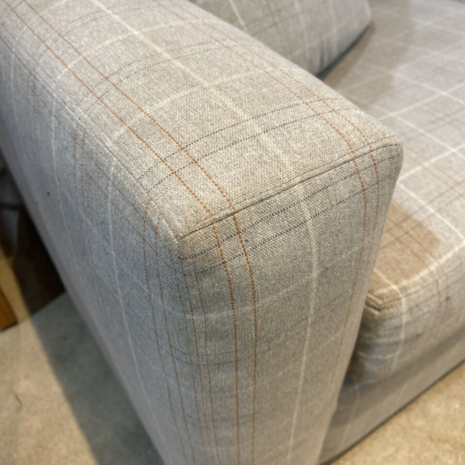 Mcreary Modern Plaid Fabric Track Arm Sofa - image-2