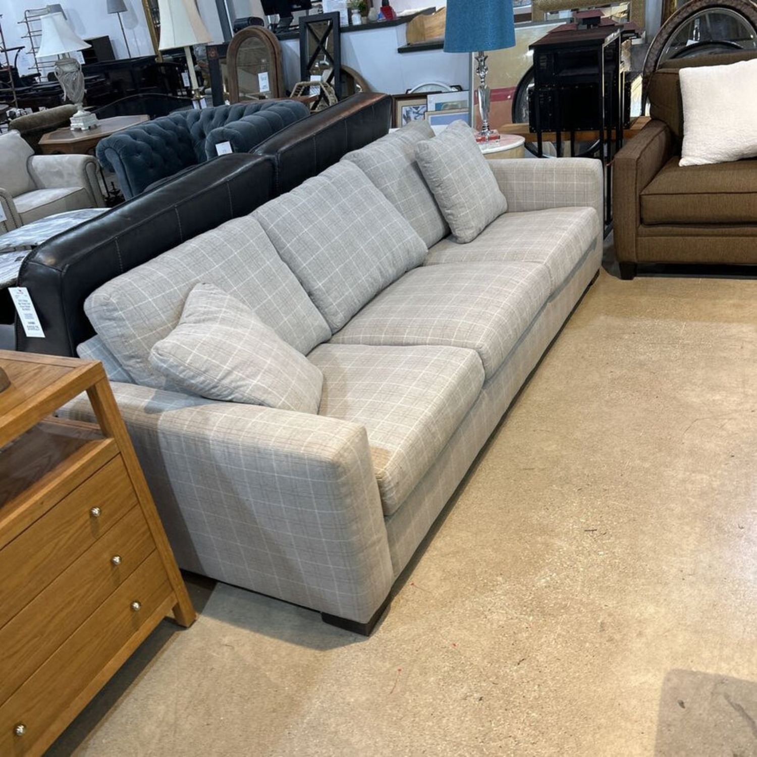 Mcreary Modern Plaid Fabric Track Arm Sofa - image-1
