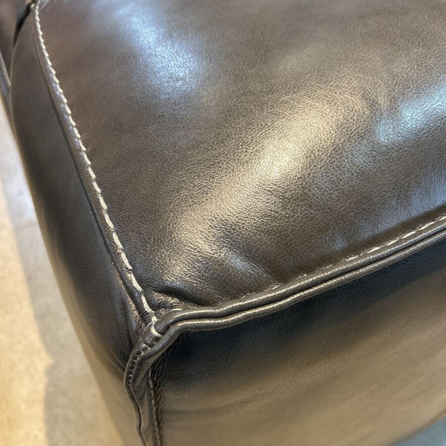 Contemporary Leather Track Arm Sofa Granite  - image-4