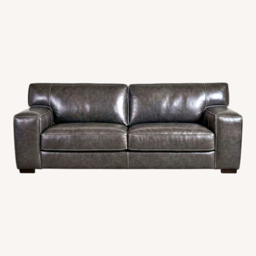 Used Contemporary Leather Track Arm Sofa Granite  for sale on AptDeco