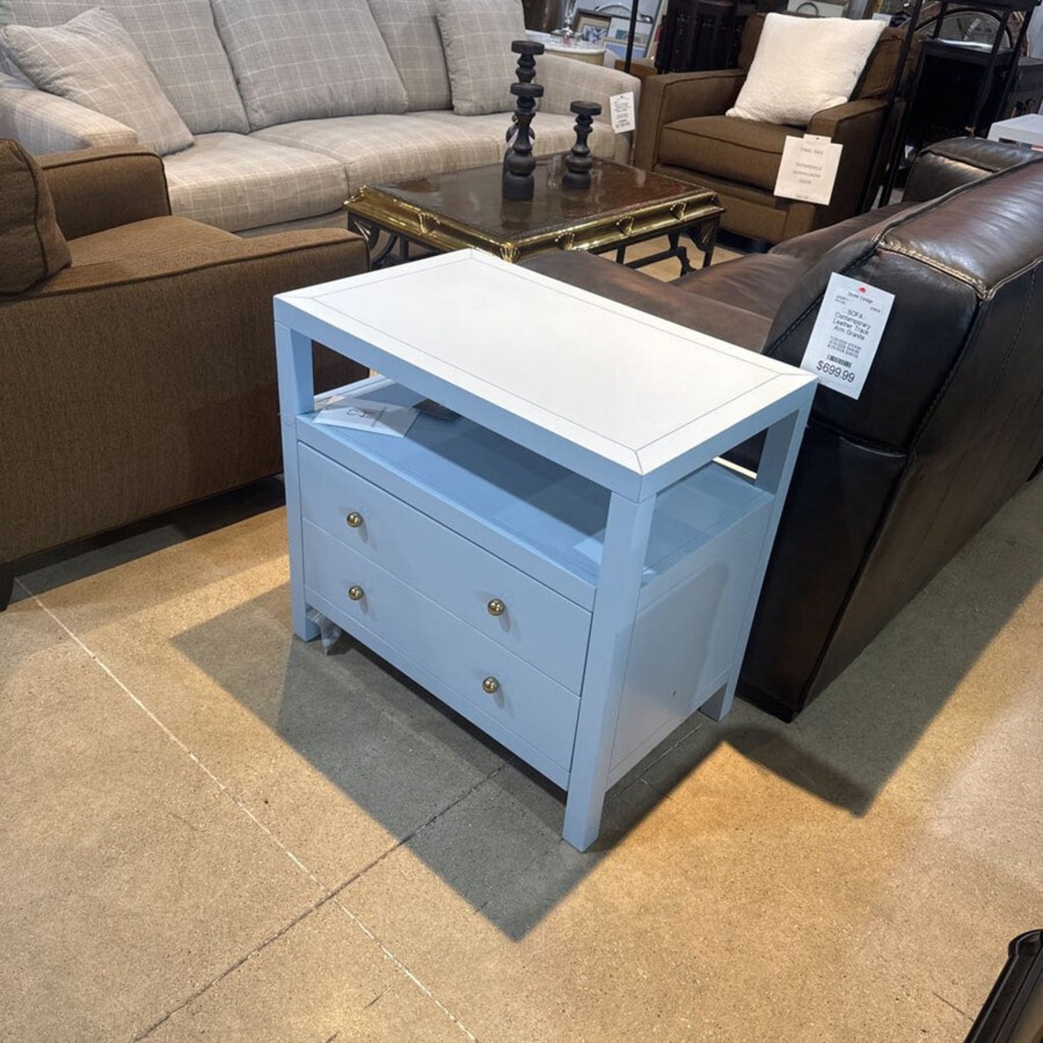 Celine 2-Drawer Nightstand Light Blue/Gold - image-2