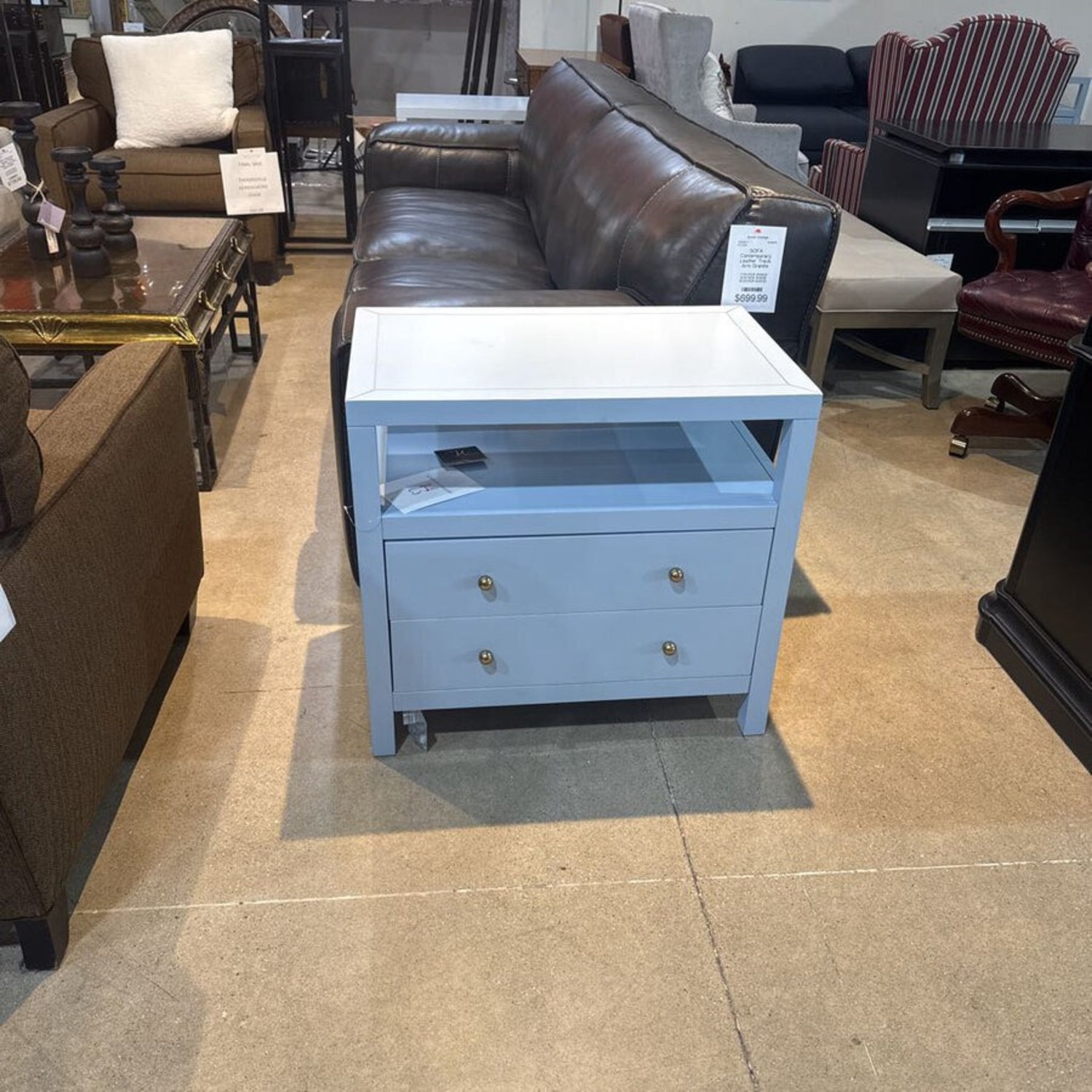 Celine 2-Drawer Nightstand Light Blue/Gold - image-3