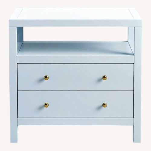 Used Celine 2-Drawer Nightstand Light Blue/Gold for sale on AptDeco