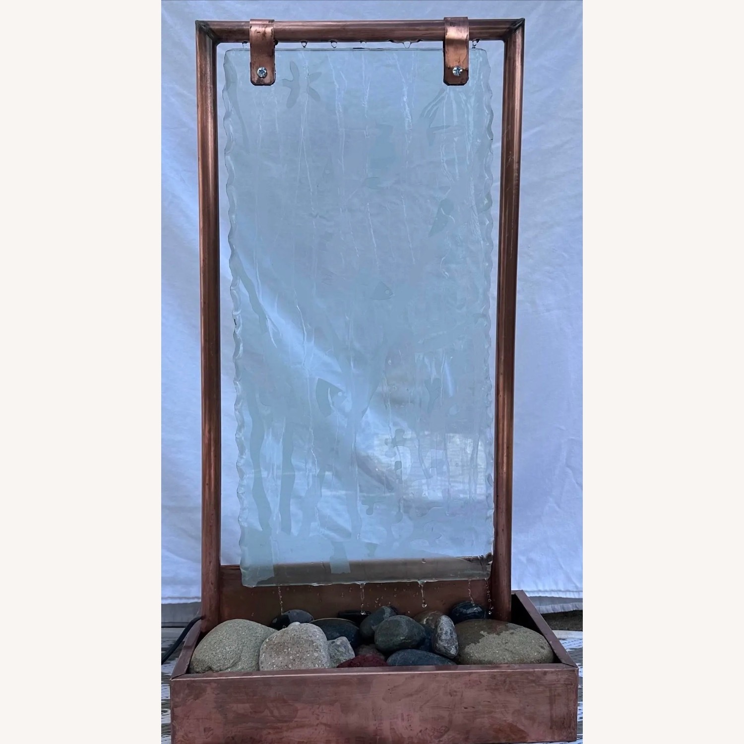 Copper Tabletop Fountain w Underwater Scene - image-5