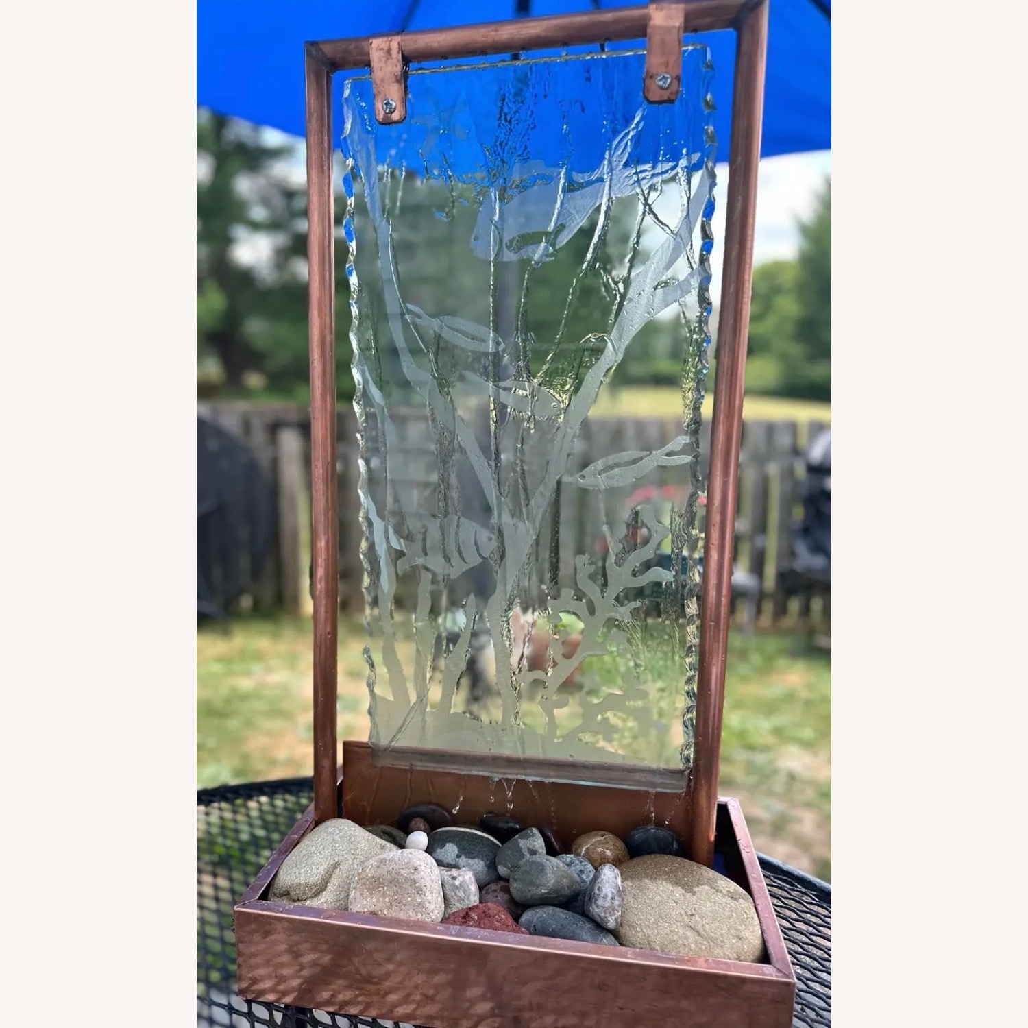 Copper Tabletop Fountain w Underwater Scene - image-7