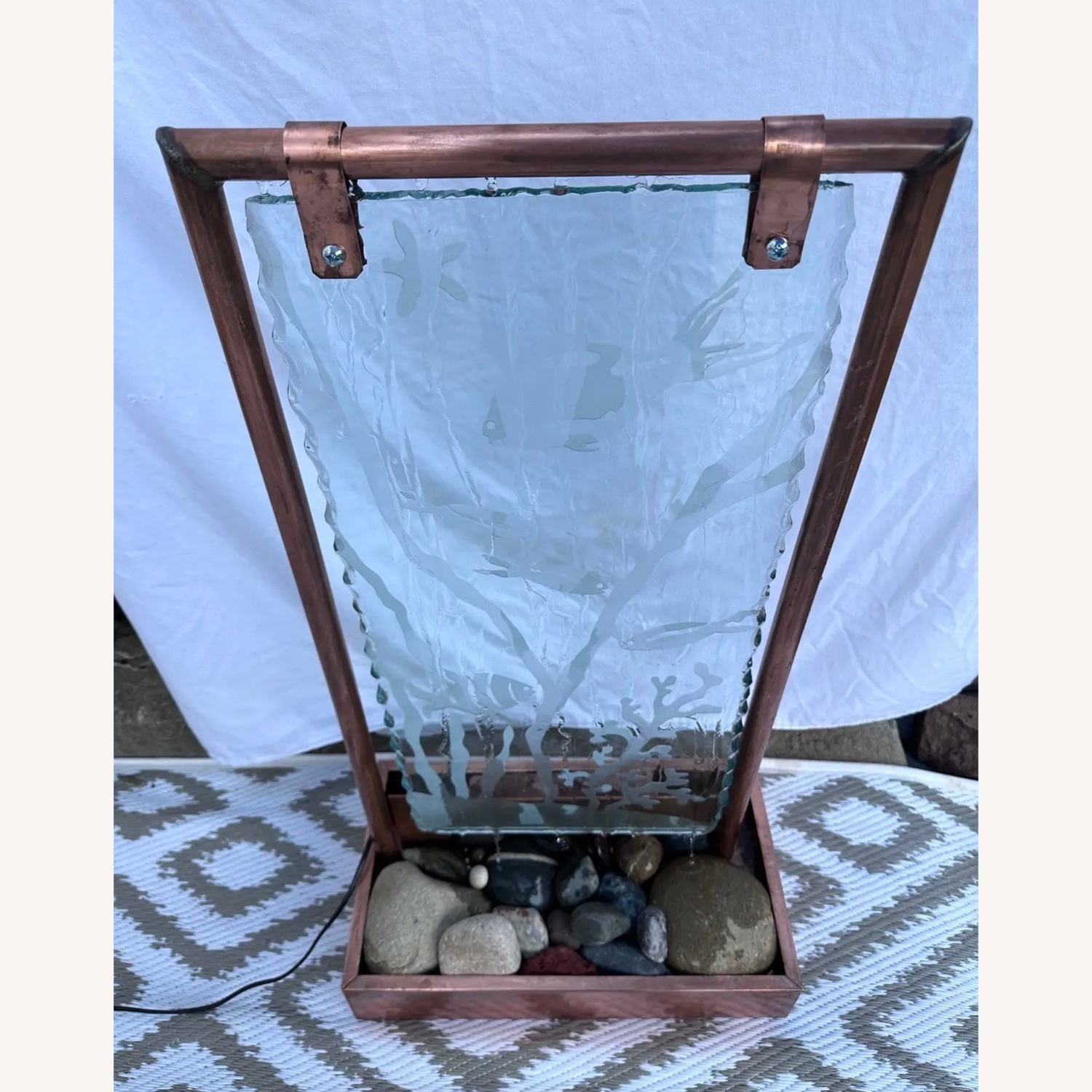 Copper Tabletop Fountain w Underwater Scene - image-2
