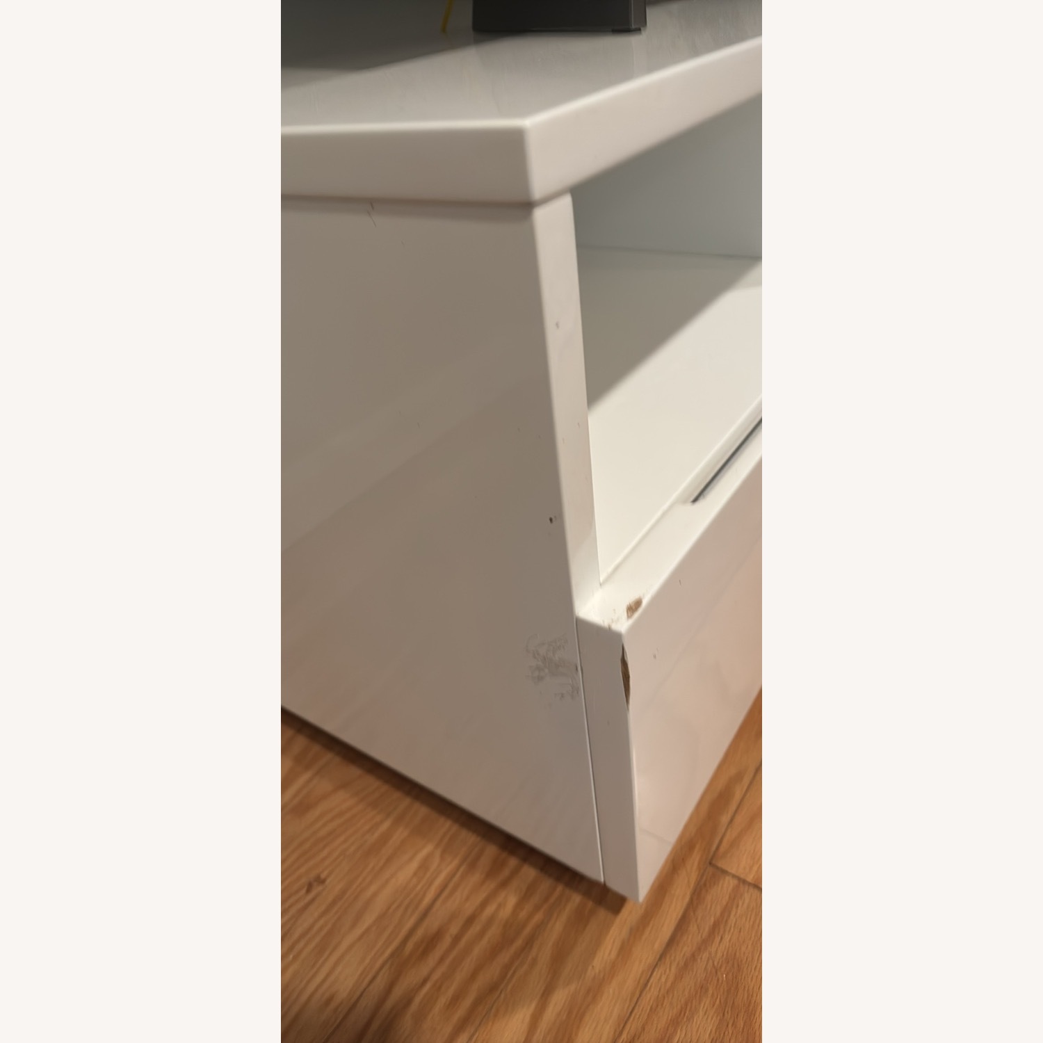 CB2 White Glossy Modern Media Stand  - image-9