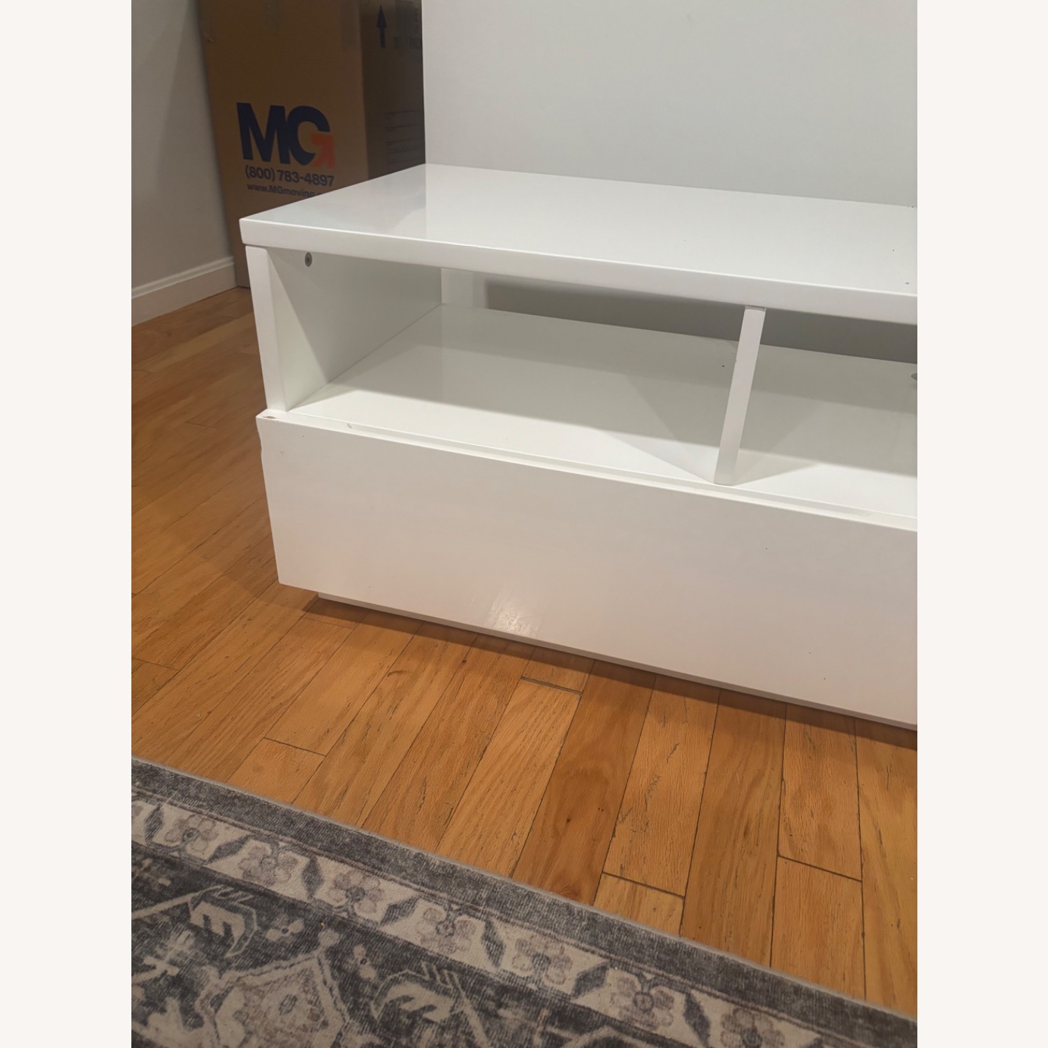 CB2 White Glossy Modern Media Stand  - image-4