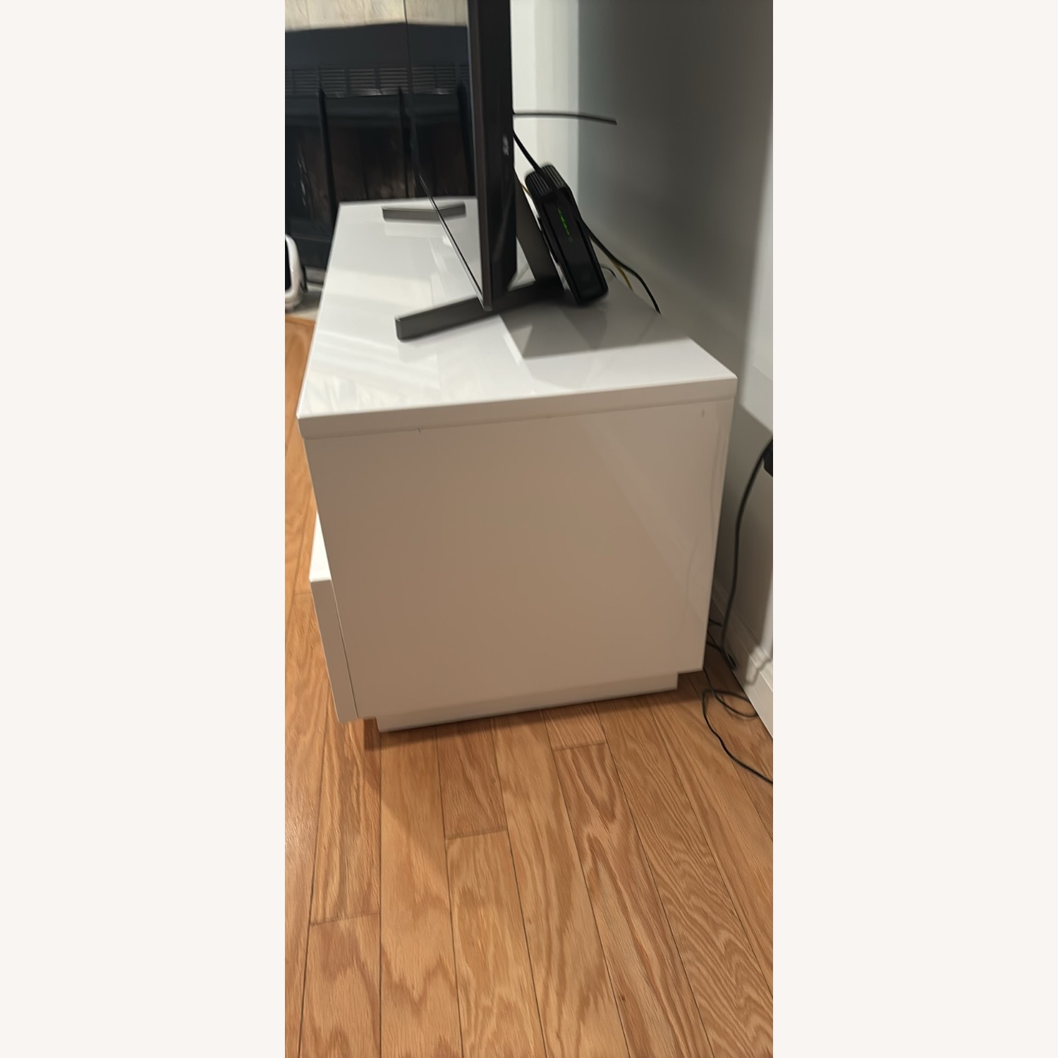 CB2 White Glossy Modern Media Stand  - image-7