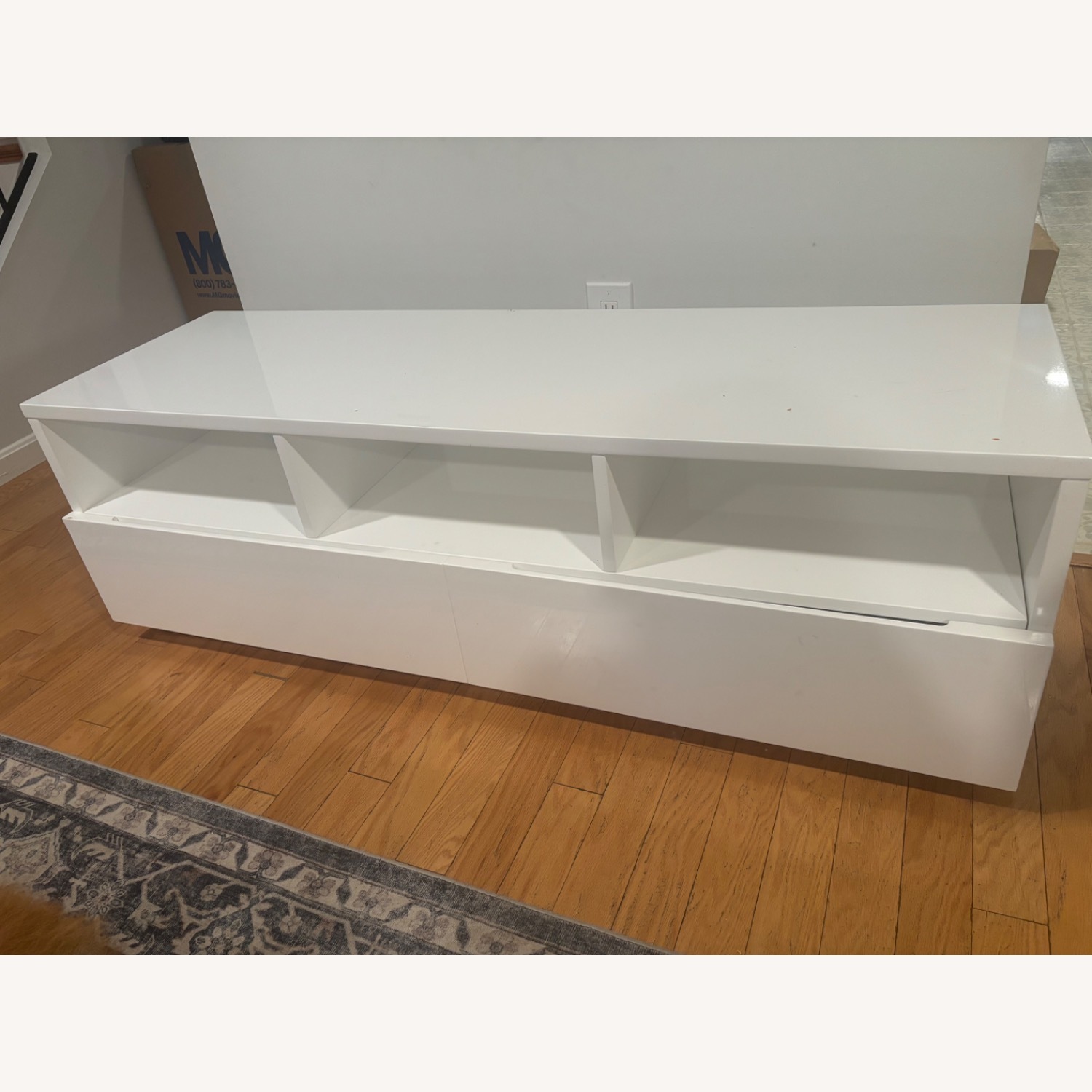 CB2 White Glossy Modern Media Stand  - image-3