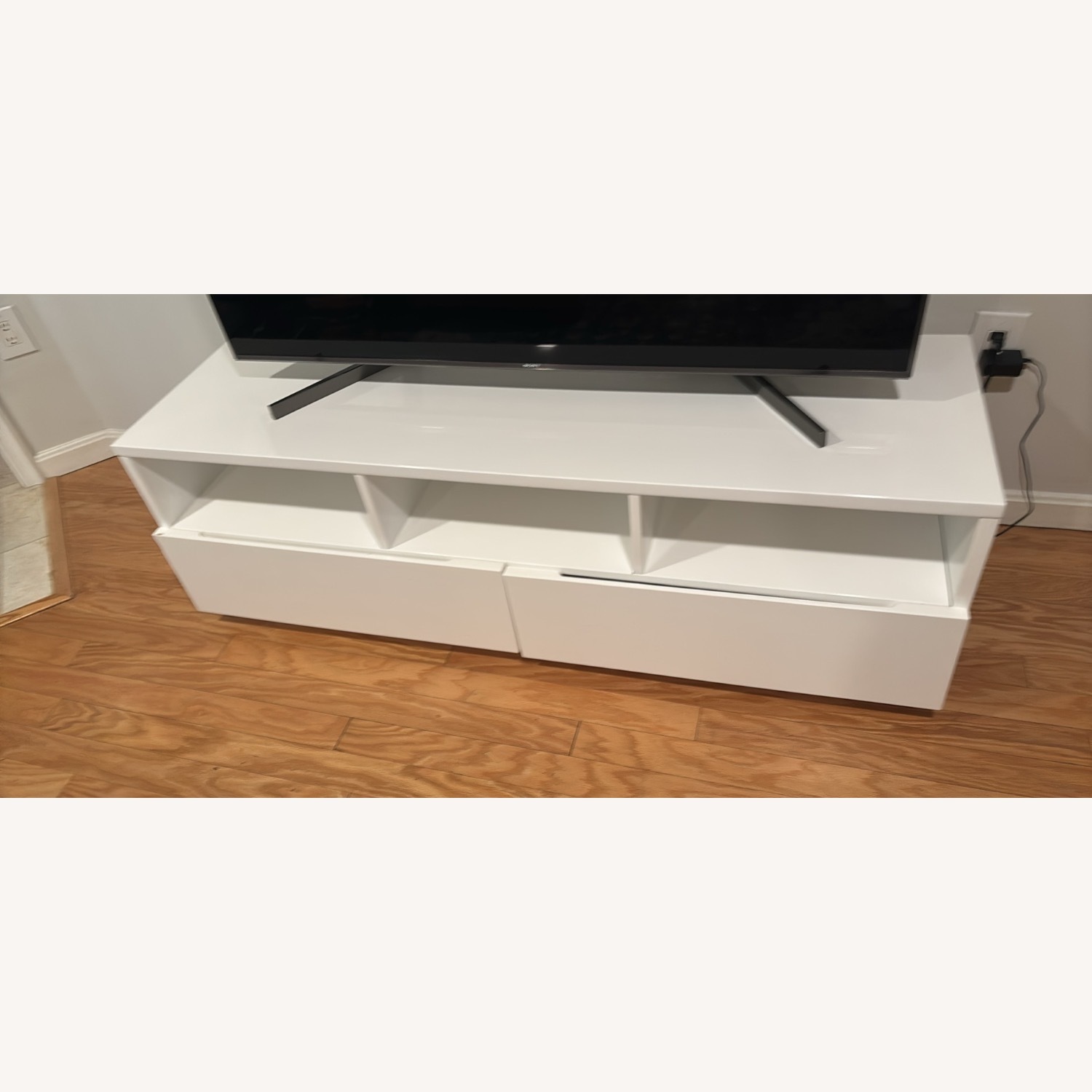 CB2 White Glossy Modern Media Stand  - image-6