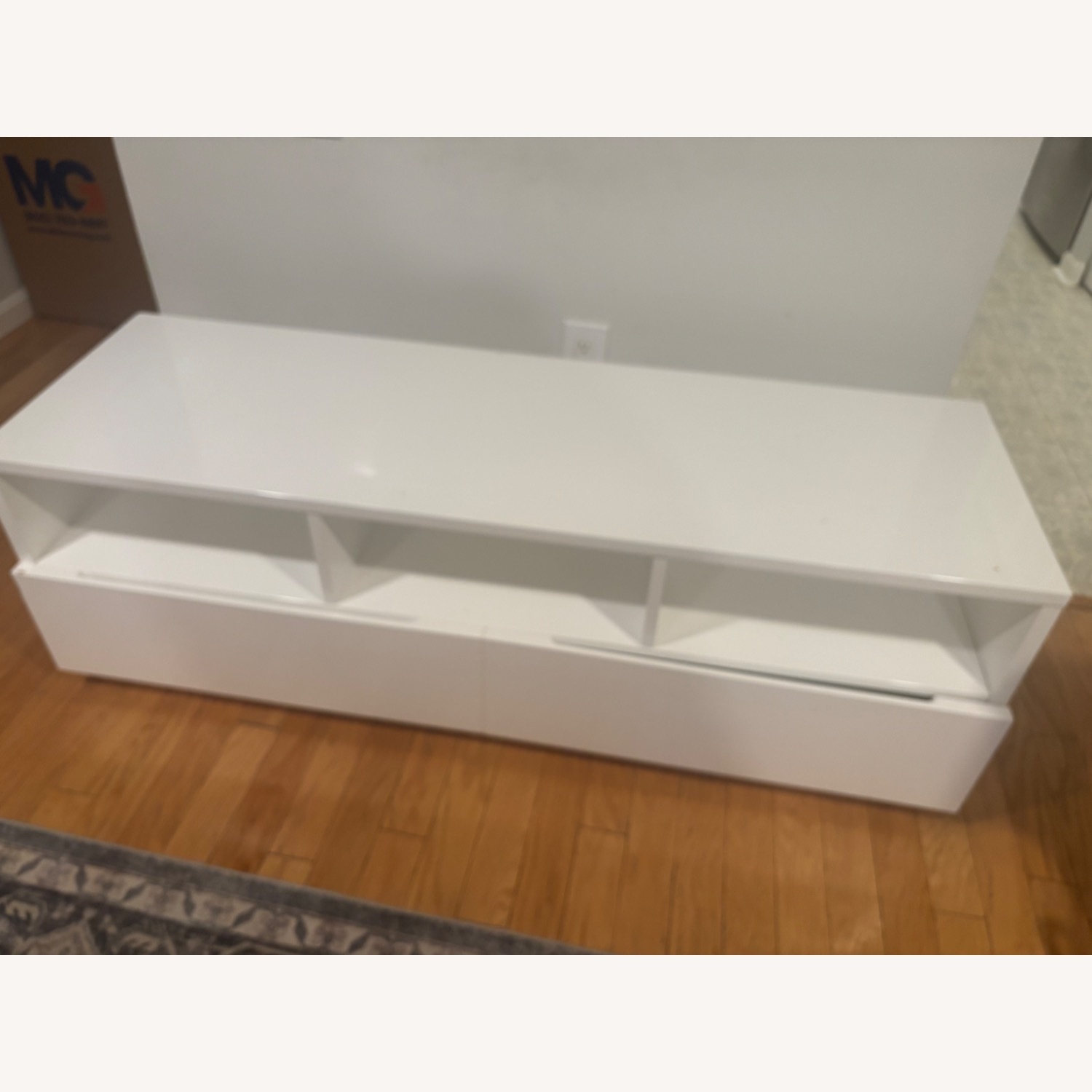 CB2 White Glossy Modern Media Stand  - image-2