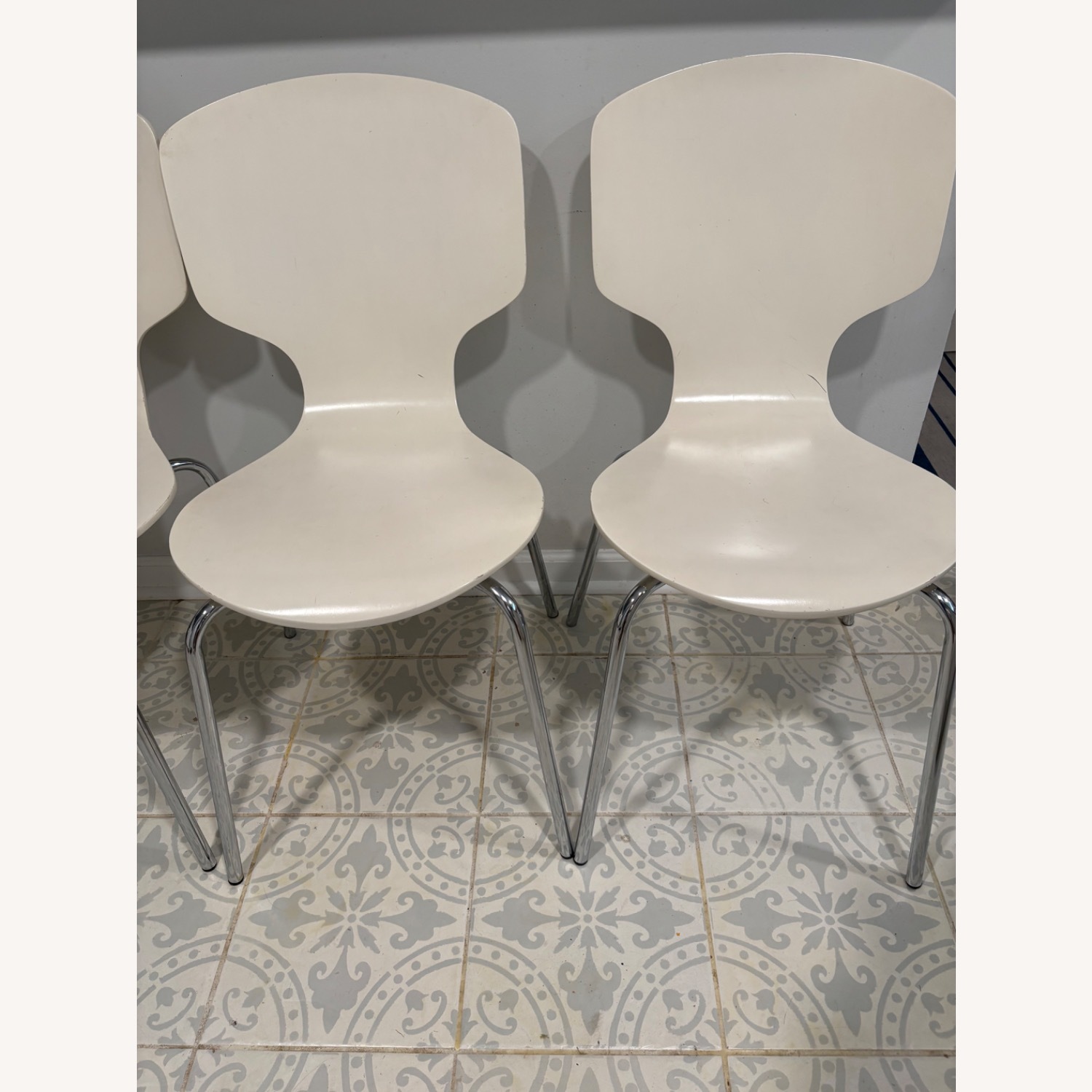 Pottery Barn White Ant Chairs - image-3
