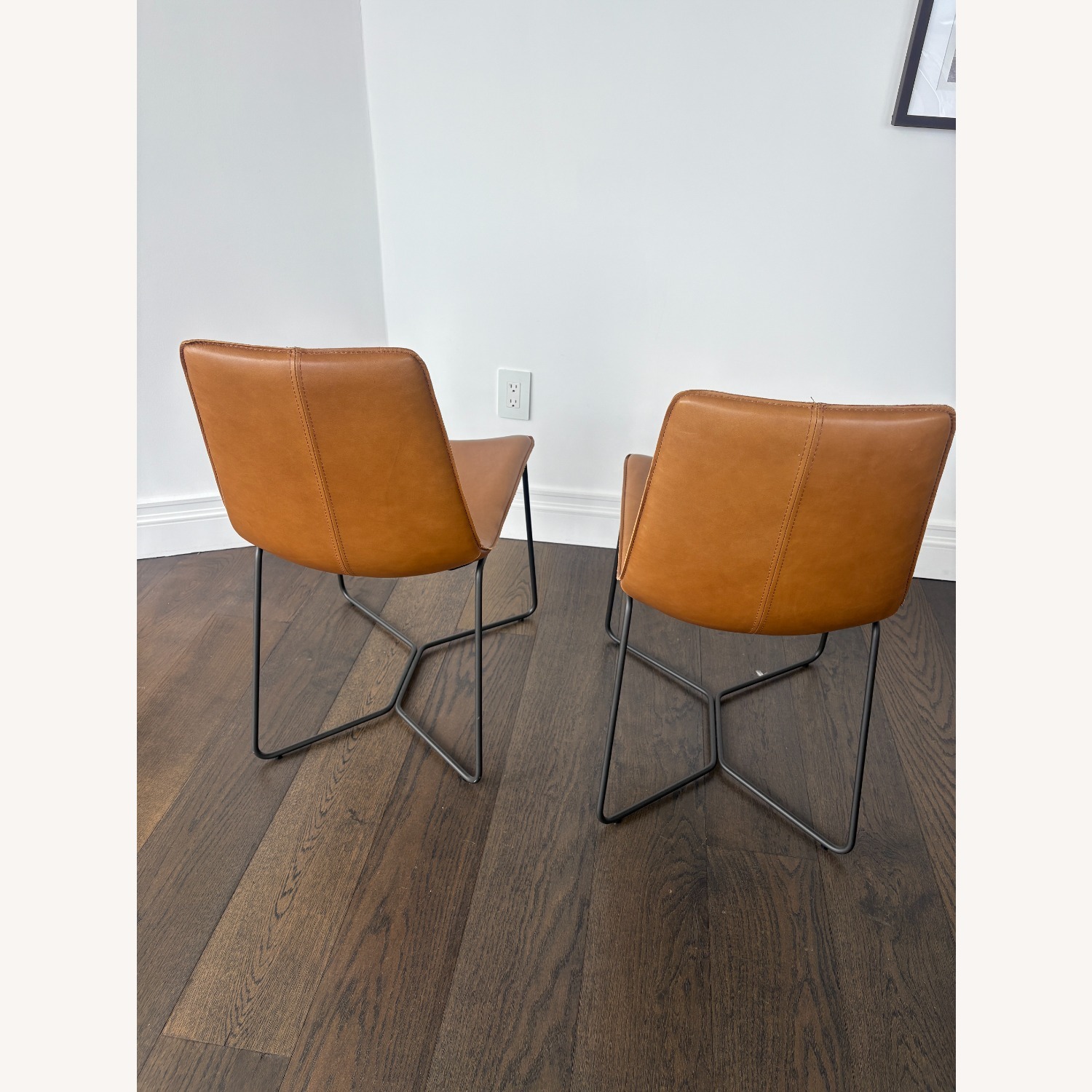 West Elm Light Brown Leather Dining Chairs - image-3