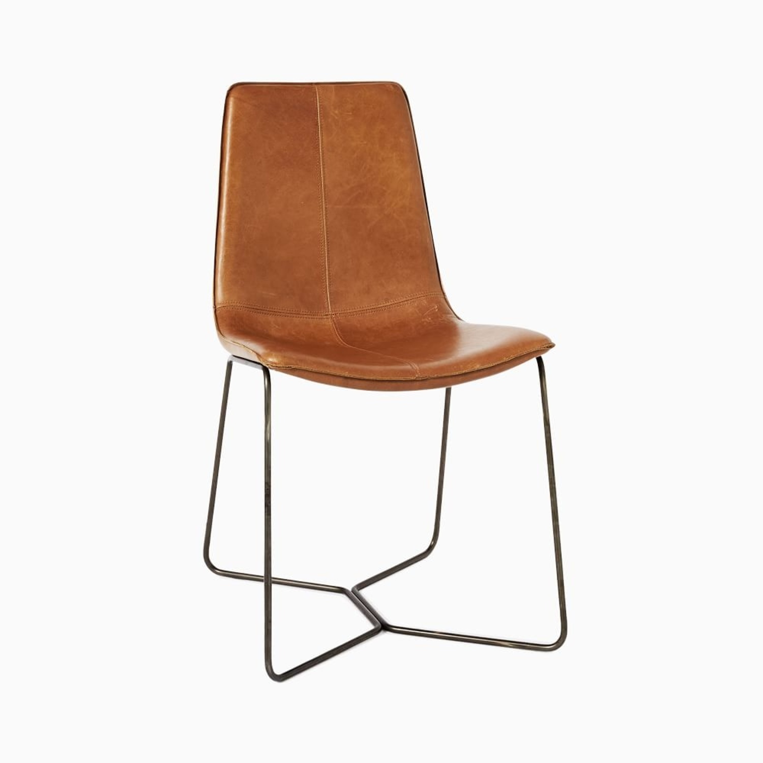 West Elm Light Brown Leather Dining Chairs - image-4