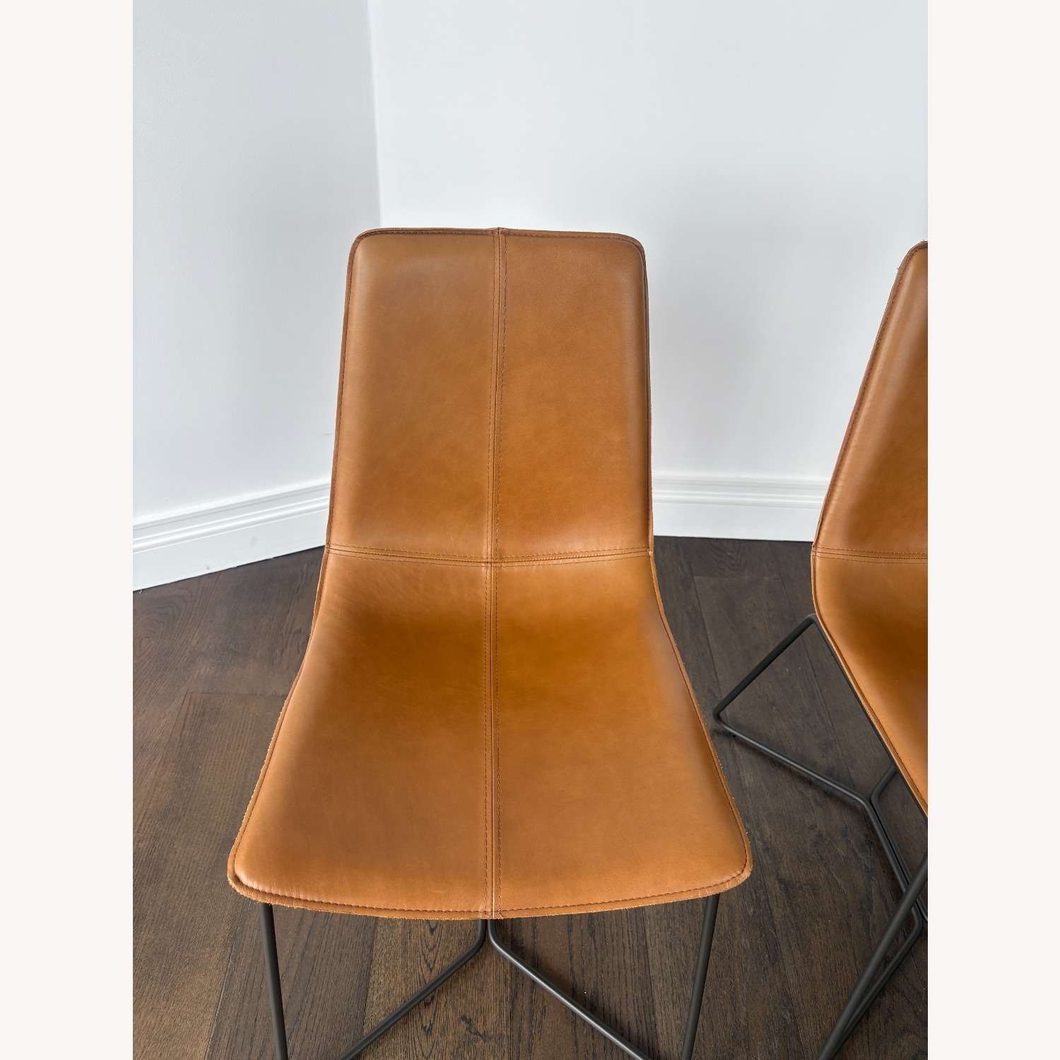 West Elm Light Brown Leather Dining Chairs - image-2