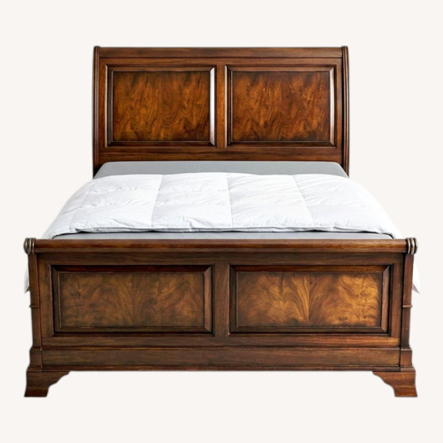 Used Vintage Queen Ethan Allen Newport Wood Sleigh Bed for sale on AptDeco
