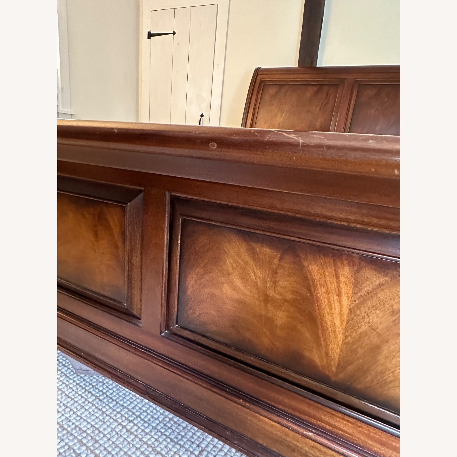Vintage Queen Ethan Allen Newport Wood Sleigh Bed - image-12