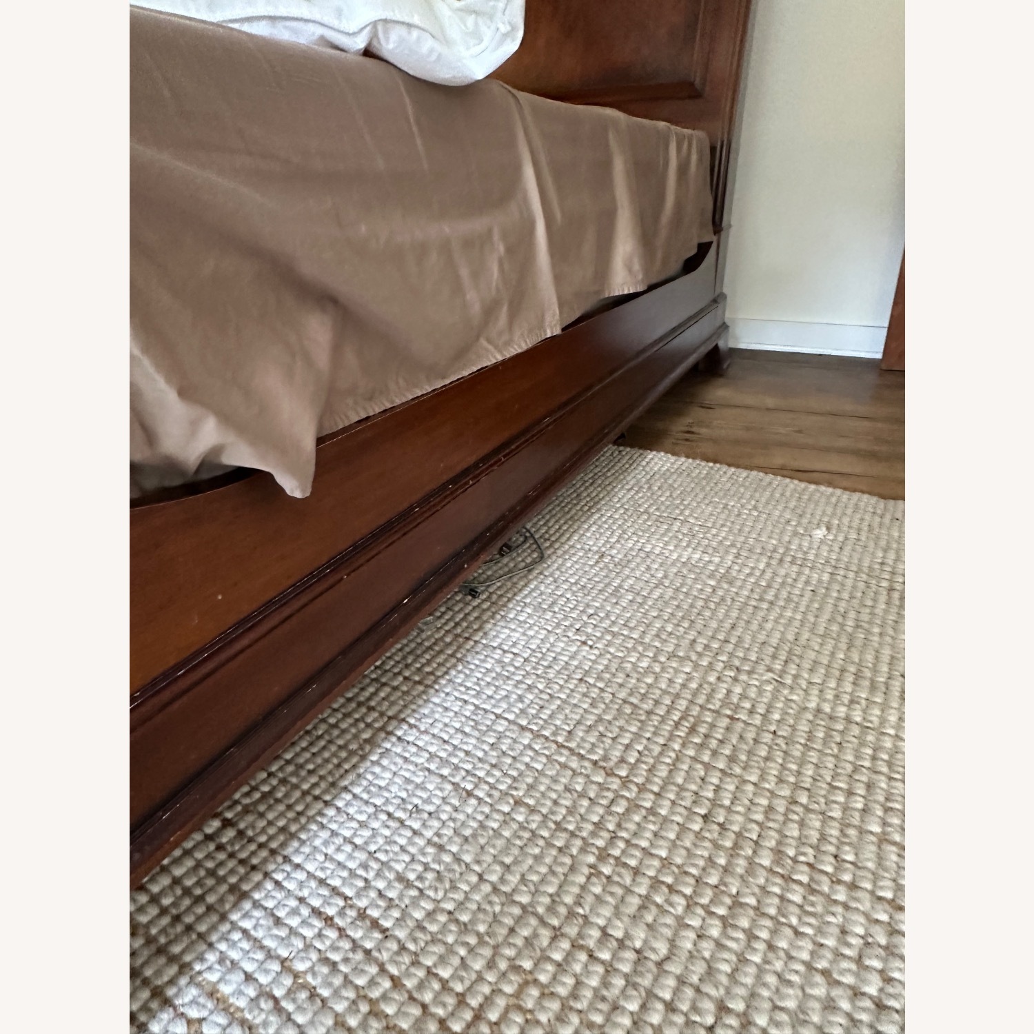 Vintage Queen Ethan Allen Newport Wood Sleigh Bed - image-3