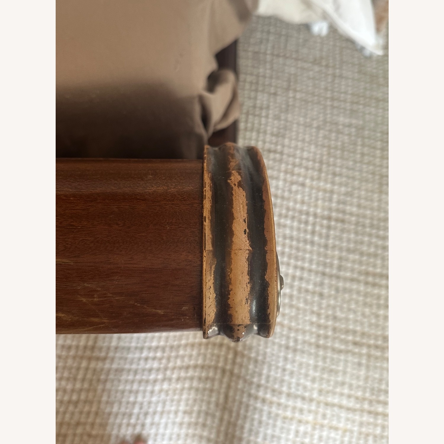 Vintage Queen Ethan Allen Newport Wood Sleigh Bed - image-9