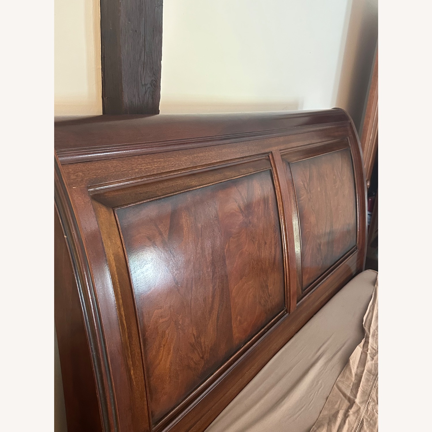 Vintage Queen Ethan Allen Newport Wood Sleigh Bed - image-5