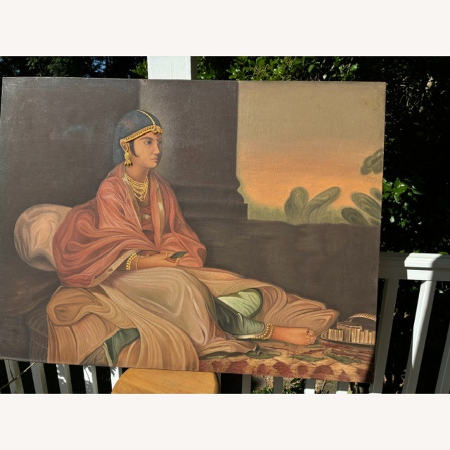 Bejeweled Indian Princess Painting on Wood - image-1