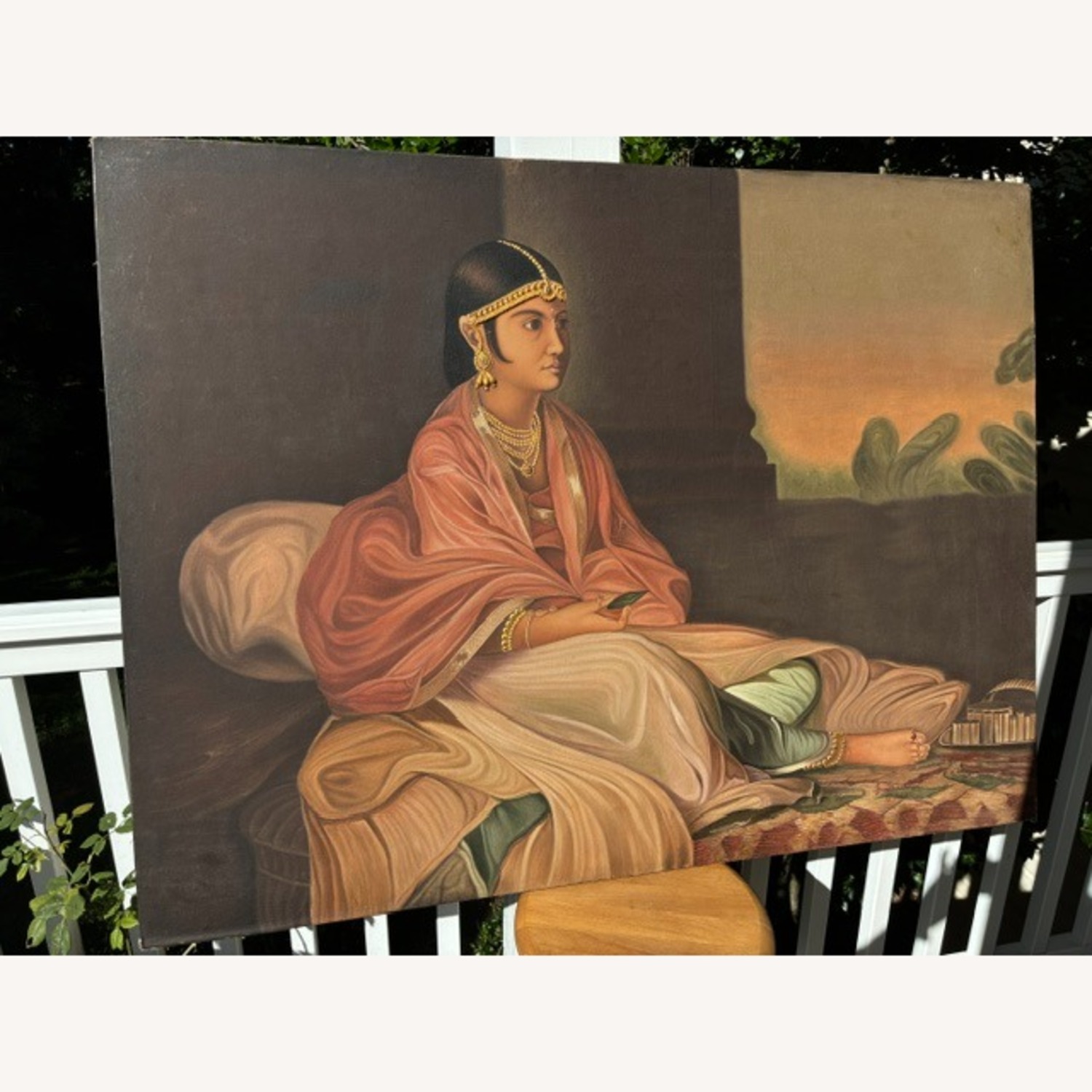 Bejeweled Indian Princess Painting on Wood - image-2