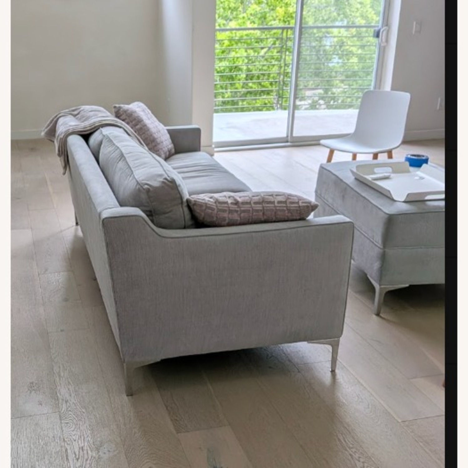American Leather Light Gray Fabric 2 Seater Sofa - image-3