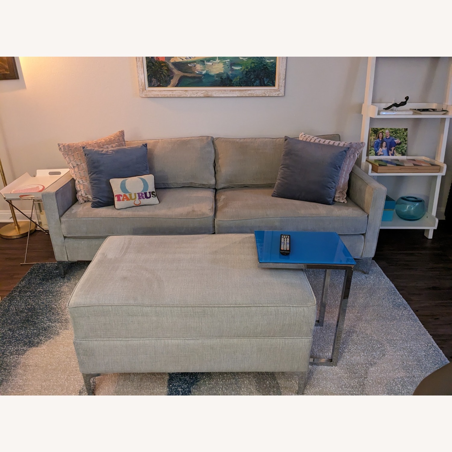 American Leather Light Gray Fabric 2 Seater Sofa - image-1