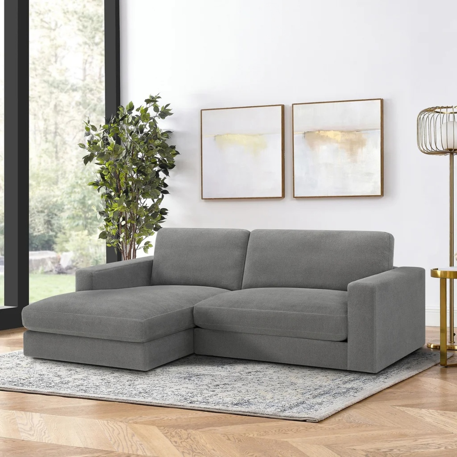Henredon Light Gray L-Sectional Couch  - image-4