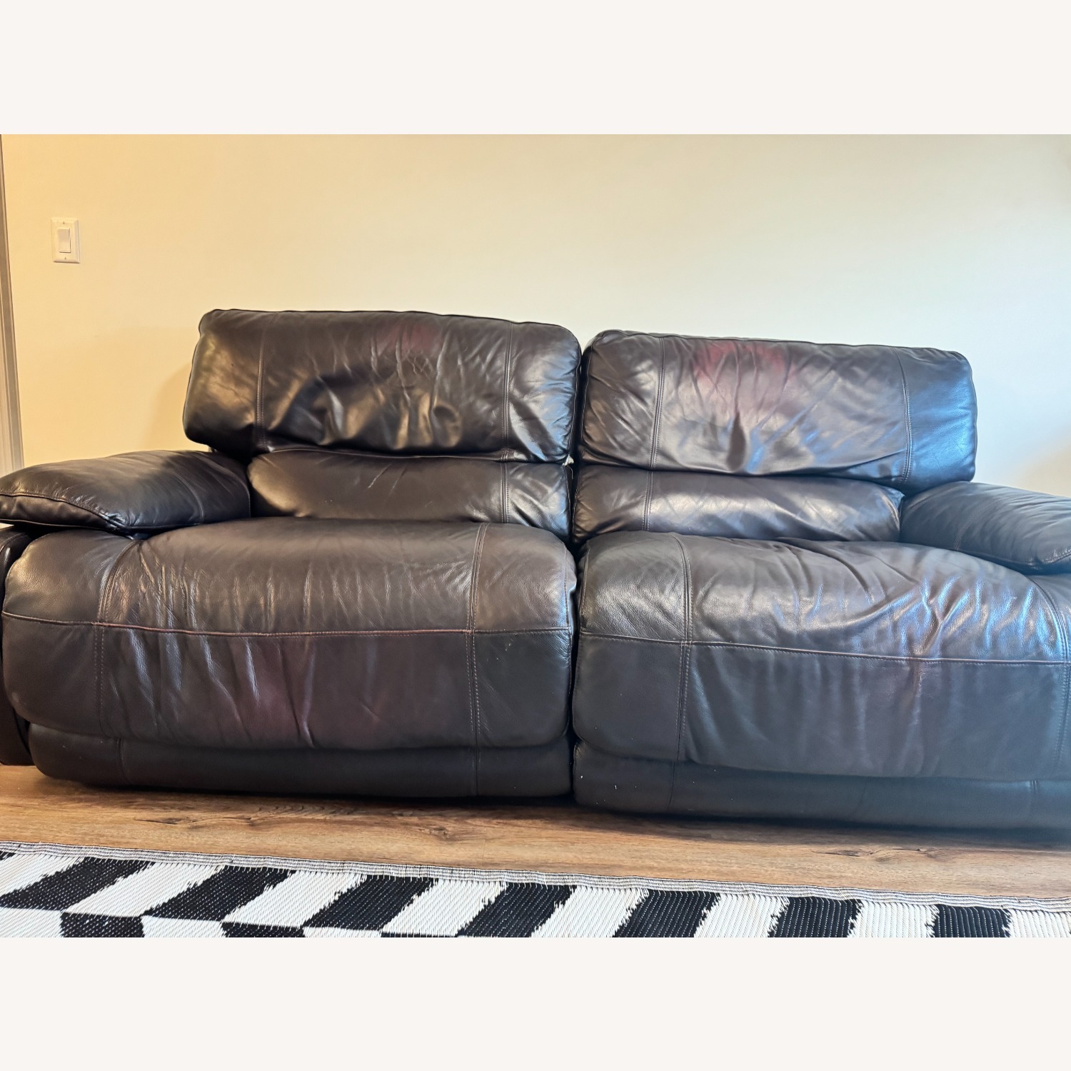Dark Brown Leather 2 Seater Electric Recliner Sofa - image-1