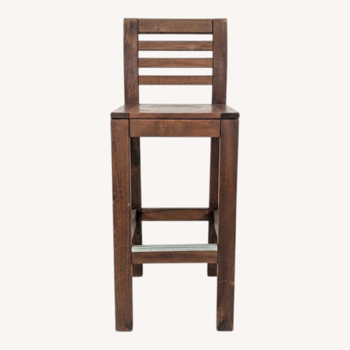 Used Wood Ladderback Bar Stool with Cushion	 for sale on AptDeco
