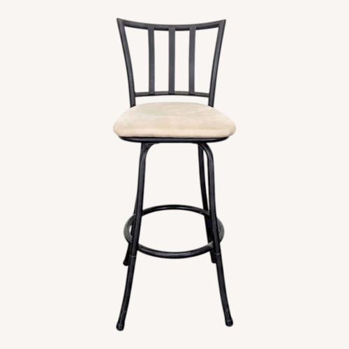 Used Metal Bar Stool with Cushioned Beige Seat  for sale on AptDeco