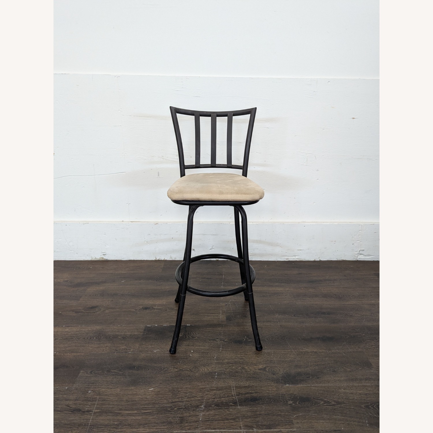 Metal Bar Stool with Cushioned Beige Seat  - image-5