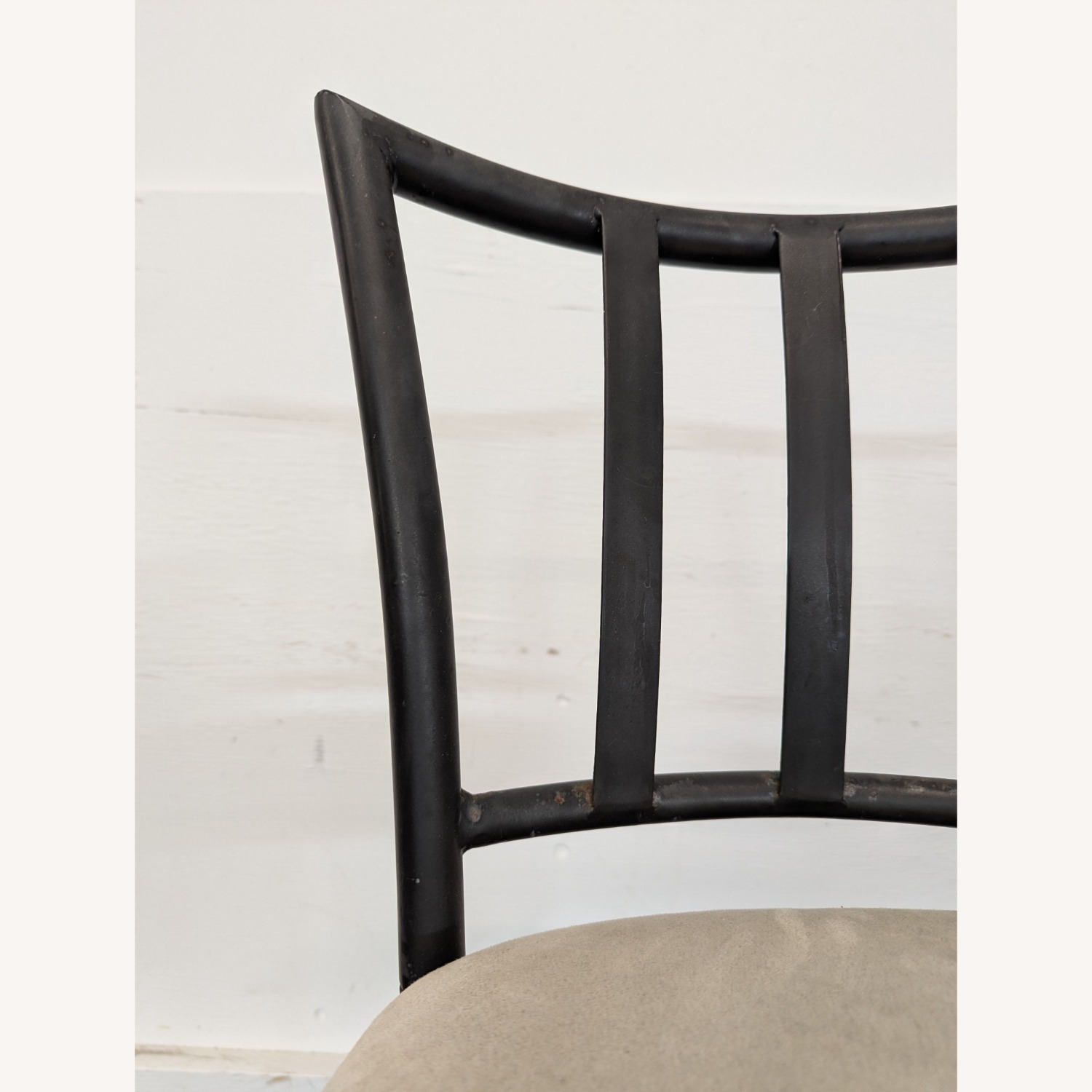 Metal Bar Stool with Cushioned Beige Seat  - image-2