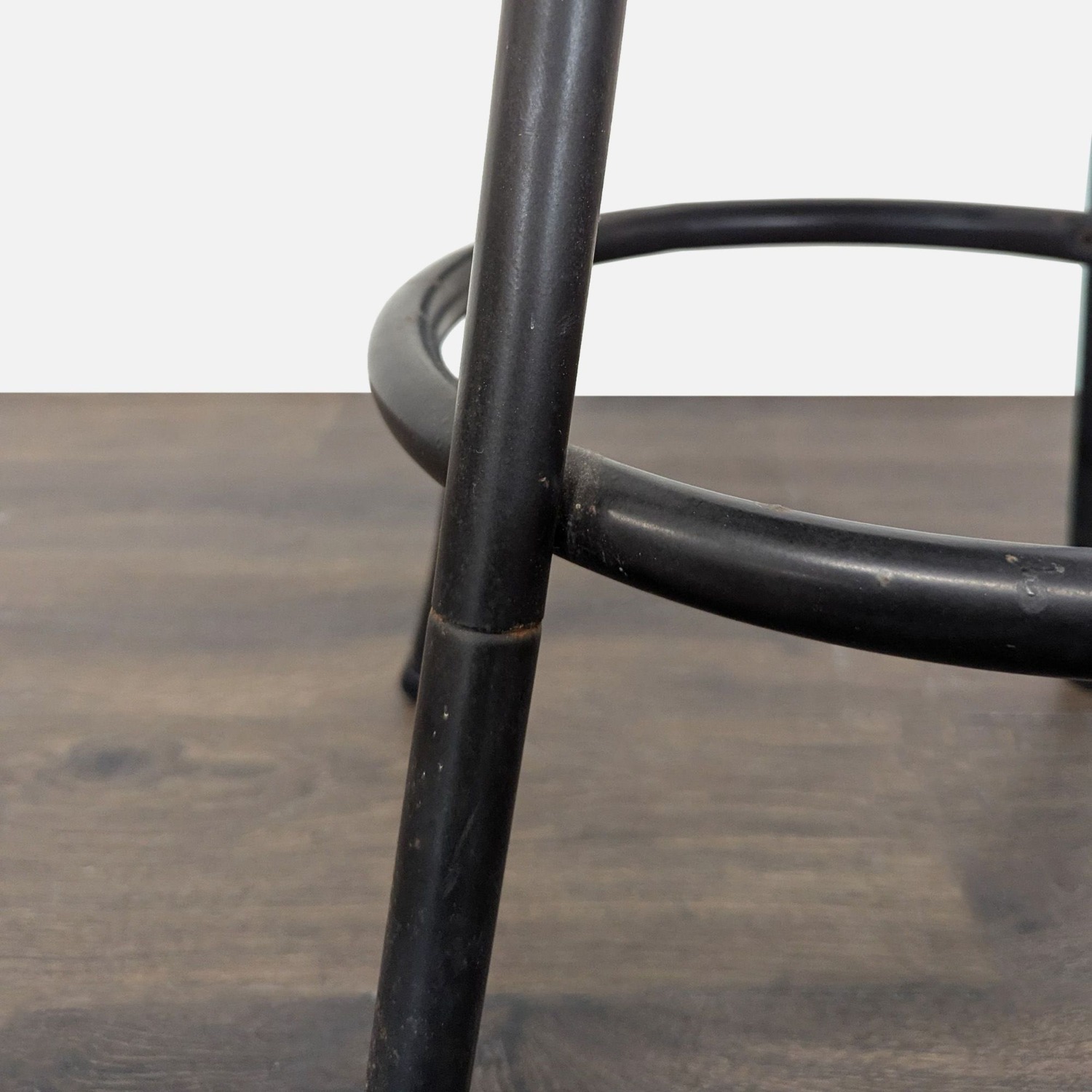 Metal Bar Stool with Cushioned Beige Seat  - image-3