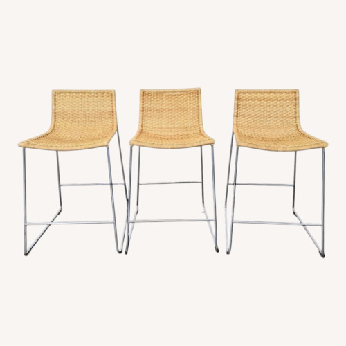 Used Set of 3 Rattan Woven Counter/Bar Stools	 for sale on AptDeco