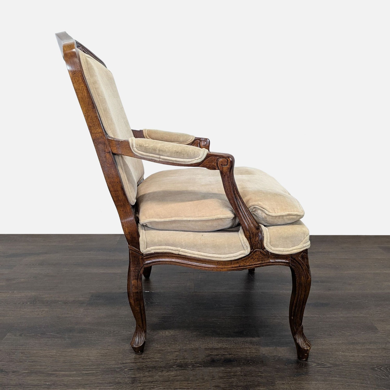 Louis XV Style Carved Wood Fauteuil Armchair	 - image-1